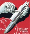 Proyecto de cartel del centro de trabajadores textiles de Bélgica para reducir la jornada laboral 1938 René Magritte